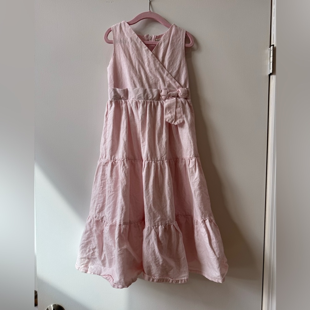 Hope & Henry Tiered Linen Wrap Dress